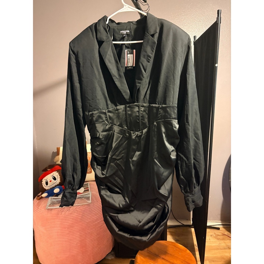 PrettyLittleThing Constructed Corset Waist Blazer Dress Women's Size 20 Black
